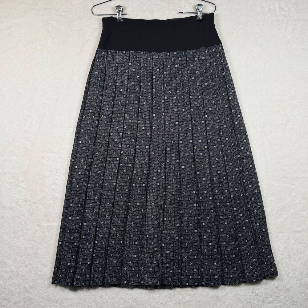 Tuzzi Pleated Midi Skirt EU 38 Black Blue Geometric Accordion Pleat A-Line
